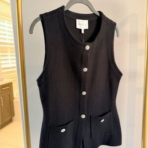 MARBLE Elegant Black knit  Button-Up Vest